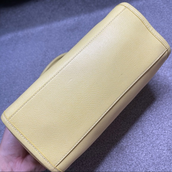 COACH Canary Yellow Bennett Pebbled Leather Barrel Style Top Handle Handbag - Picture 3 of 12